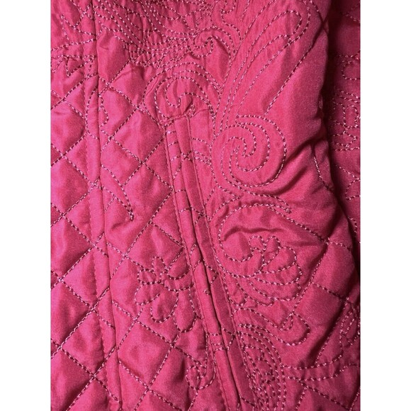 RQT Quilted Jacket Womens Size Petite Medium PM Red Lightweight Button Front - Picture 5 of 14